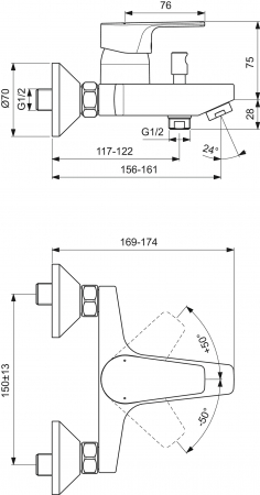 Baterie cada sau dus Ideal Standard Cerafine D crom lucios [4]