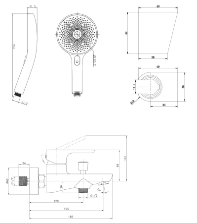 Baterie cada cu accesorii incluse, crom Kielle Vega [7]