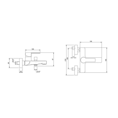 Baterie cada-dus cu montaj pe perete, crom, Villeroy&Boch  Architectura [3]