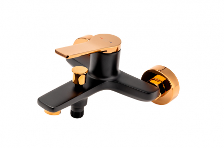Baterie cada - dus FDesign Seppia, monocomanda, negru mat/rose gold lucios [2]