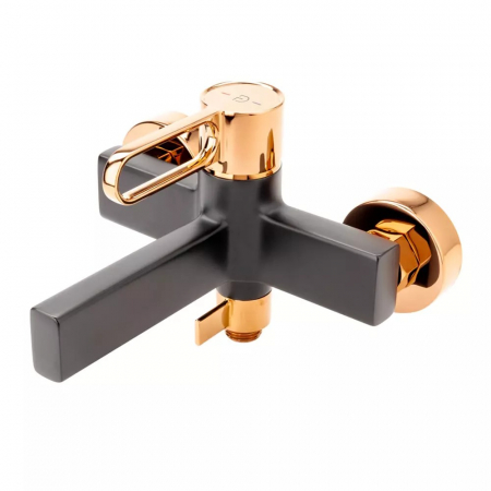 Baterii cada - Baterie cada - dus FDesign Zaffiro, monocomanda, negru mat/rose gold lucios - Resigilat