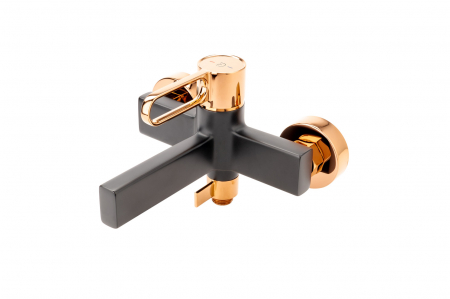 Baterie cada - dus FDesign Zaffiro, monocomanda, negru mat/rose gold lucios [2]