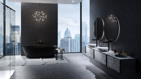 Baterie cada - dus FDesign Zaffiro, monocomanda, negru mat/rose gold lucios [3]