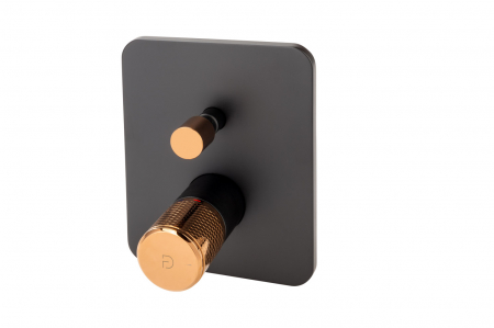 Baterie cada - dus incastrata FDesign Ardesia, corp incastrat inclus, negru mat/rose gold lucios [2]