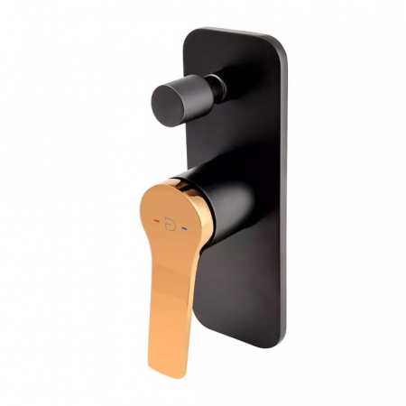 BATERII - Baterie cada - dus incastrata FDesign Seppia, corp incastrat inclus, negru mat/rose gold lucios