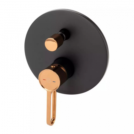 Baterii cada - Baterie cada - dus incastrata FDesign Zaffiro, corp incastrat inclus, negru mat/rose gold lucios