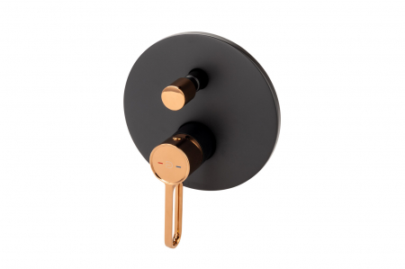 Baterie cada - dus incastrata FDesign Zaffiro, corp incastrat inclus, negru mat/rose gold lucios [2]