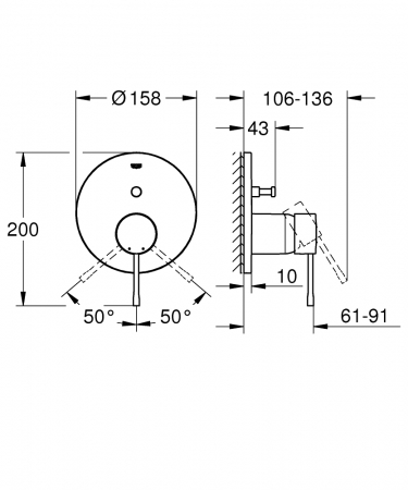 Baterie cada-dus incastrata Grohe Essence pentru corp ingropat auriu periat Cool Sunrise [3]