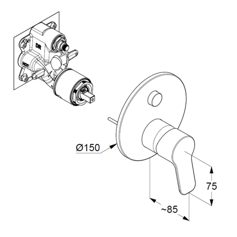 Baterie cada-dus incastrata Kludi Pure&Easy pentru corp ingropat crom lucios [1]