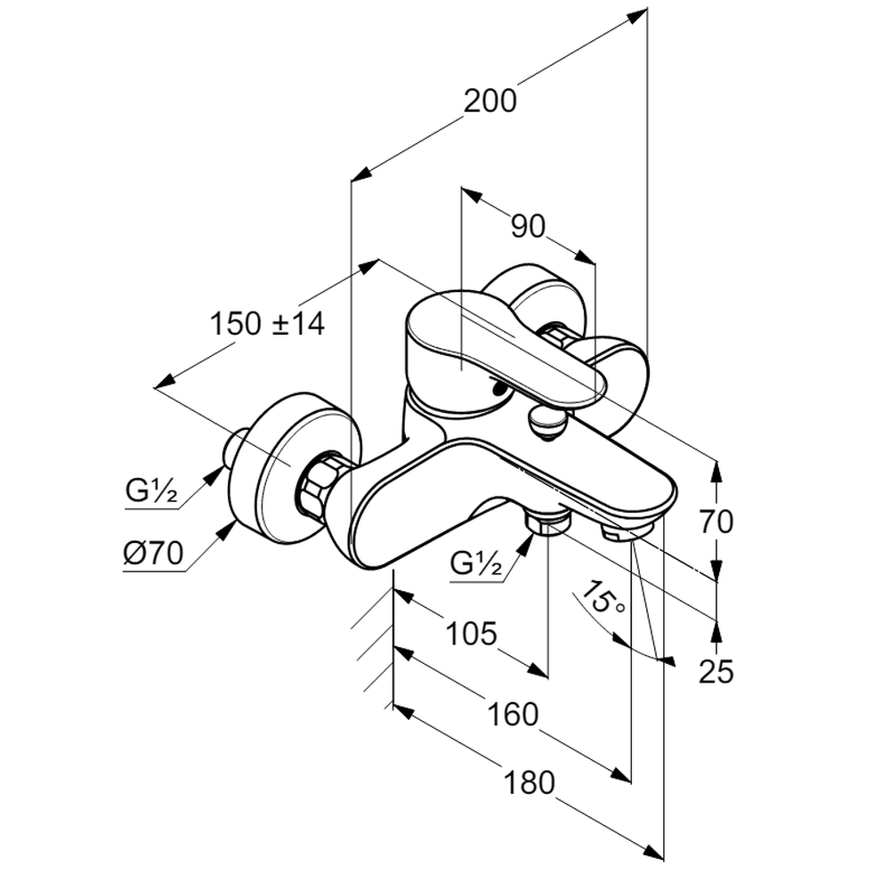 Baterie cada-dus Kludi Objekta 2 crom lucios [1]