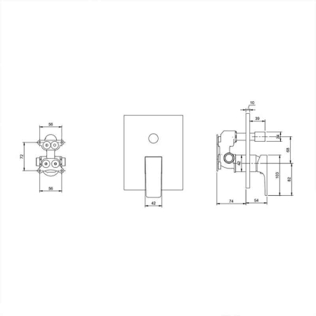 Baterie cada-dus, montaj incastrat, negru mat, Villeroy&Boch  Architectura Square [4]
