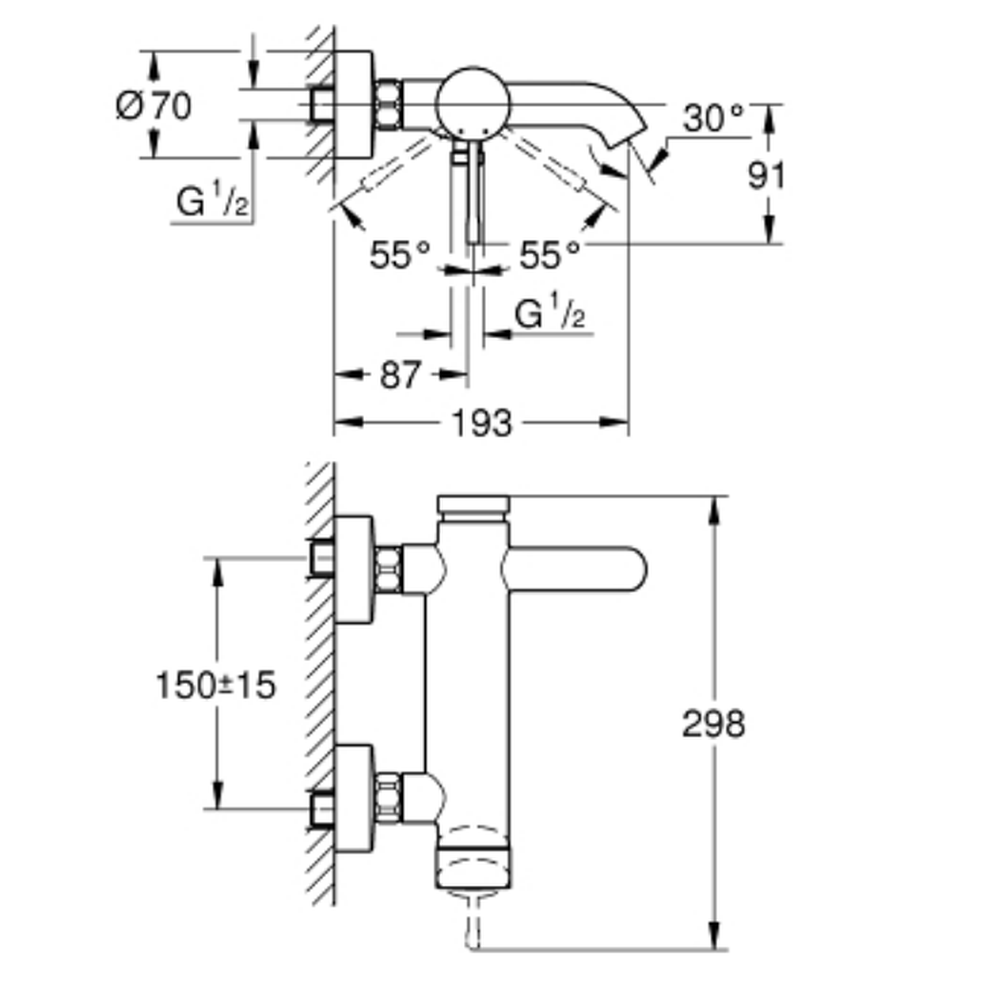 Baterie cada culoare crom Grohe Essence New [1]