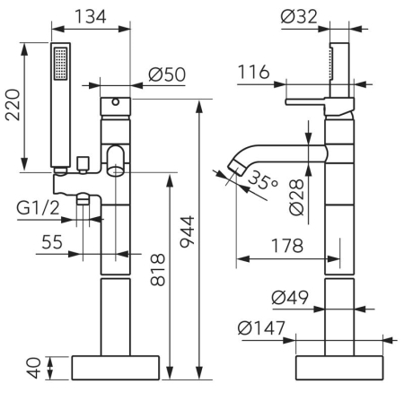 Baterie cada freestanding, auriu periat, Ferro Ciriculus [2]
