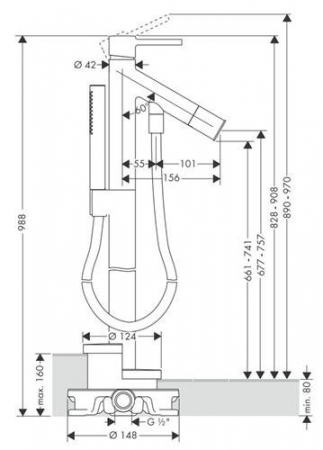 Baterie cada freestanding crom lucios Hansgrohe Axor Starck [3]