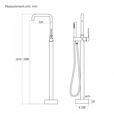 Baterie cada freestanding crom lucios, pipa pivotanta 360 de grade Foglia Gobi [8]