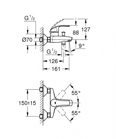 Baterie cada Grohe Eurosmart crom lucios [1]