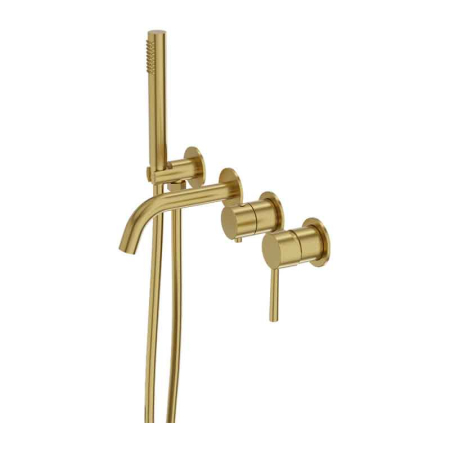 Baie - Baterie cada incastrata termostatata , auriu periat, 4 ieșiri, pipa fixa 15,3 cm, LaVita Verdi