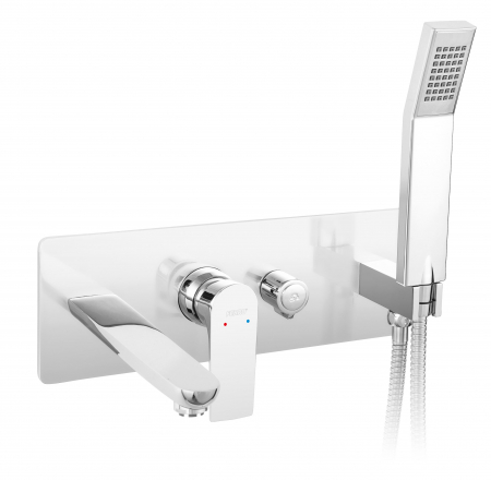 Baterii cada - Baterie cada sau dus incastrata culoare crom cu set de dus inclus Ferro, Algeo Square