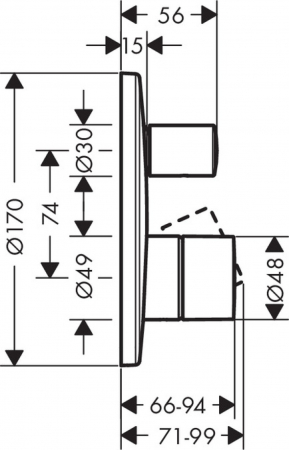 Baterie cada sau dus Hansgrohe Axor Uno incastrata pentru corp ingropat, levier scurt, crom [1]