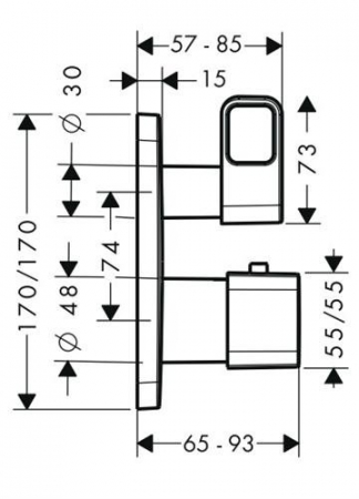Baterie cada sau dus incastrata termostatata culoare crom Hansgrohe Axor Urquiola [1]