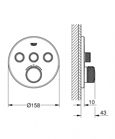Baterie cada sau dus termostatata Grohe SmartControl negru mat [4]