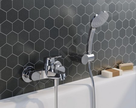 Set baterie cada cu dus, cu baterie, para si furtun, crom lucios, Ideal Standard CeraFlex [1]