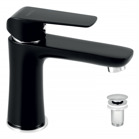 Baie - Baterie lavoar baie negru mat cu ventil click-clack Ferro Tina