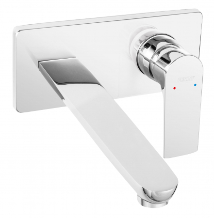 Baterii lavoare - Baterie lavoar baie incastrata crom lucios, pipa 220 mm, Ferro Algeo Square