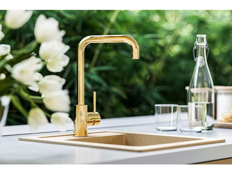 Baterie chiuveta bucatarie alama culoare bronz lucios Alveus Oz [1]