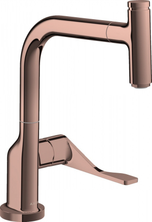 Baterii bucatarie cu dus - Baterie chiuveta bucatarie red gold lucios cu dus extractibil Hansgrohe Axor Citterio Select