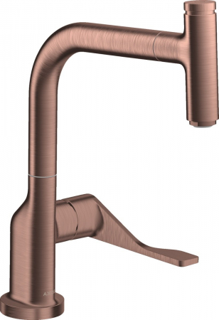 Baterii bucatarie cu dus - Baterie chiuveta bucatarie red gold periat cu dus extractibil Hansgrohe Axor Citterio Select