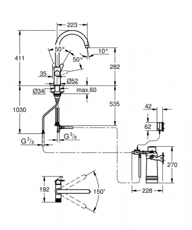 Baterie chiuveta bucatarie crom cu filtru de apa Grohe Blue Pure Baucurve [4]