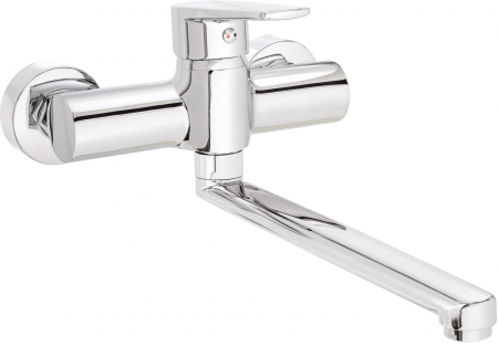 Baterii clasice bucatarie - Baterie chiuveta bucatarie crom cu montare perete, pipa 293 mm, Deante Tubo