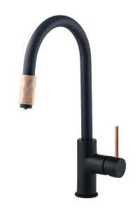 Baterii clasice bucatarie - Baterie chiuveta bucatarie negru mat cu conexiune la filtru de apa Deante Aster