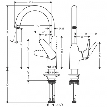 Baterie chiuveta bucatarie crom Hansgrohe, Focus, M42 220 [1]