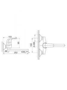 Baterie chiuveta bucatarie crom lucios, pipa 252 mm, Ferro Vasto [1]