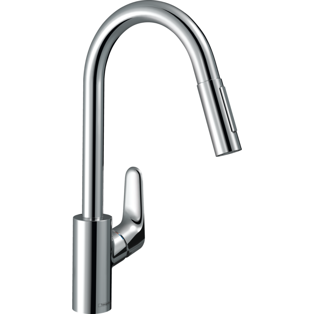 Baterii bucatarie cu dus - Baterie chiuveta bucatarie cu dus extractibil crom Hansgrohe Focus M41 31815000