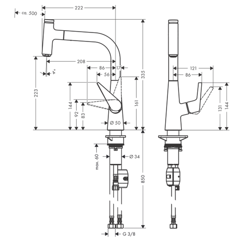 Baterie chiuveta bucatarie cu dus extractibil crom Hansgrohe Talis Select M51 72822000 [1]