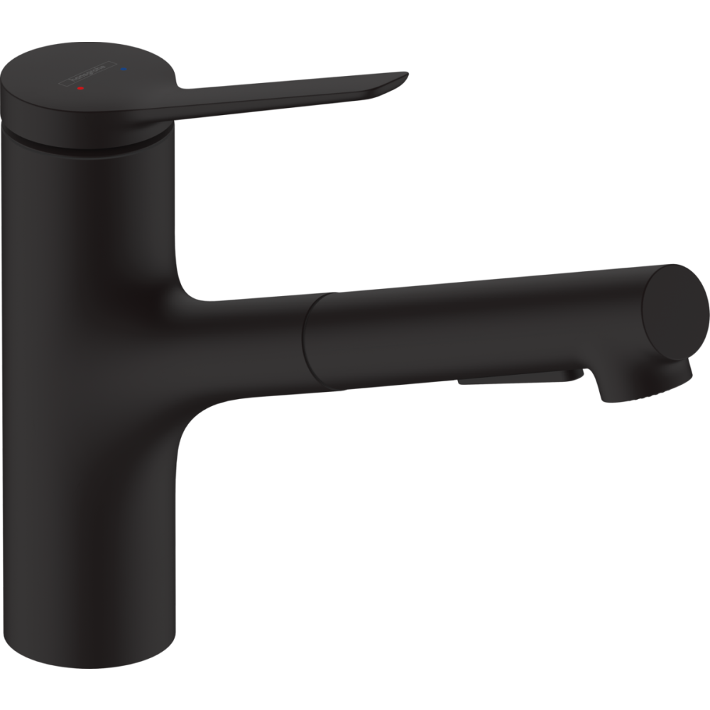 Baterii bucatarie cu dus - Baterie chiuveta bucatarie cu dus extractibil negru mat, monocomanda Hansgrohe Zesis M33 74803670