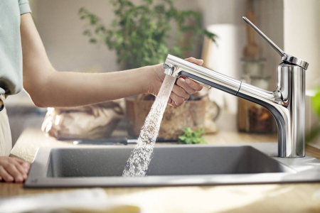 Baterie chiuveta bucatarie cu dus extractibil crom lucios, monocomanda Hansgrohe Zesis M33 74803000 [2]