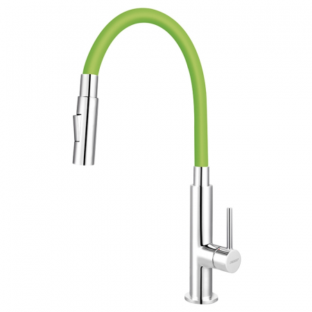 Baterii bucatarie cu pipa flexibila - Baterie chiuveta bucatarie cu pipa flexibila verde mat Ferro Zumba Slim 2F