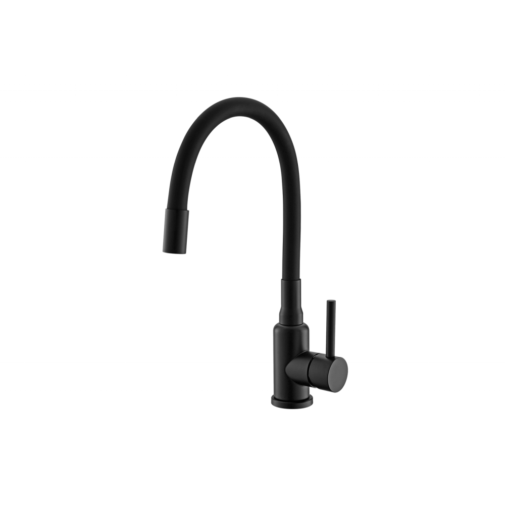 Baterii bucatarie cu pipa flexibila - Baterie chiuveta bucatarie cu pipa flexibila, negru complet, Alveus Flexa
