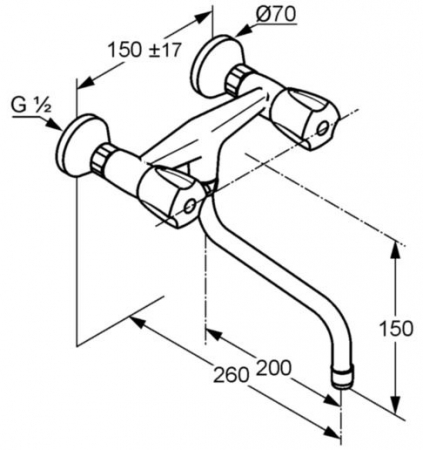 Baterie chiuveta bucatarie dubla comanda Kludi Standard montare perete, crom lucios [1]