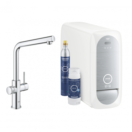 Baterii clasice bucatarie - Baterie chiuveta bucatarie Grohe Blue Home cu racire si filtrare apa Starter Kit