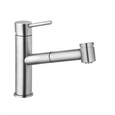 Baterii bucatarie cu dus - Baterie chiuveta bucatarie Kludi Steel cu dus extractibil inox satinat