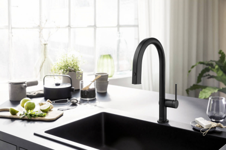 Baterie chiuveta bucatarie neagra cu filtru de apa Hansgrohe Aqittura M91 76800670 [1]