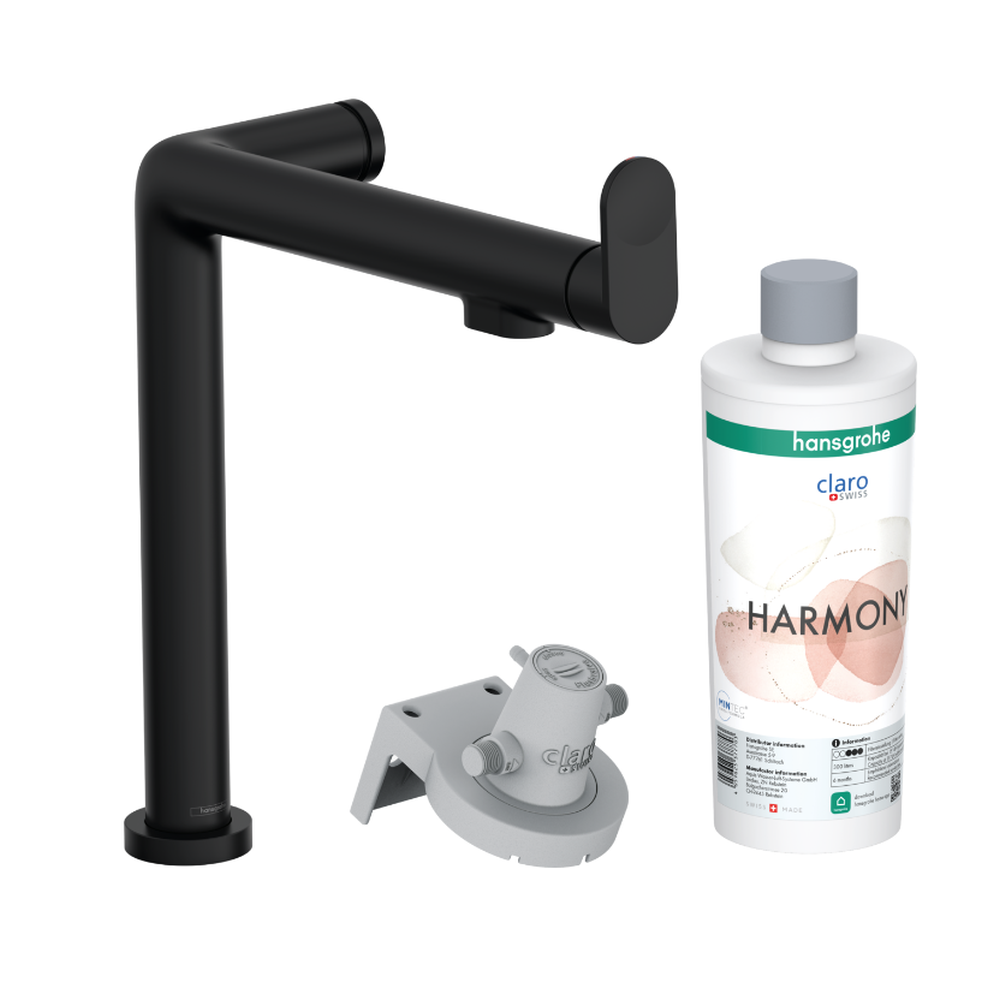 Baterii clasice bucatarie - Baterie chiuveta bucatarie neagra cu filtru de apa Hansgrohe Aqittura M91 76802670
