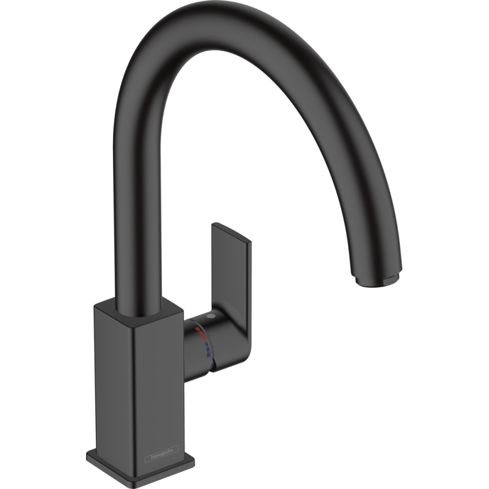Baterii bucatarie - Baterie chiuveta bucatarie negru mat, monocomanda, patrata Hansgrohe Vernis Shape M35 71871670