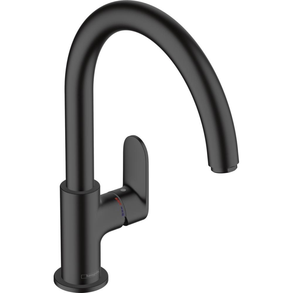 Baterii bucatarie - Baterie chiuveta bucatarie neagra, monocomanda, rotunda Hansgrohe Vernis Shape M35 71870670