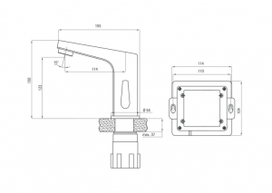 Baterie lavoar crom lucios, senzor si control temperatura, 230 / 6V, Deante Sensor [3]